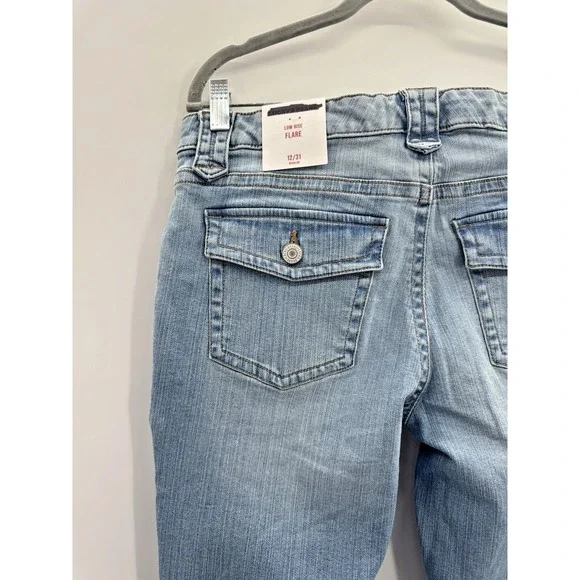 Lucky Brand Low Rise Flare 12 31 Light Wash Retro Y2K Patch Pockets Western Flap - Picture 3 of 10